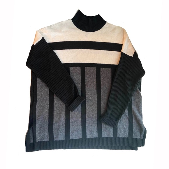 BCBGMaxAzria Color Block Funnel Neck Tunic Sweater Size XXS - Picture 6 of 10